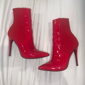 Red ankle boots
